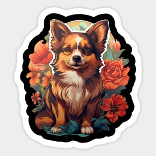 Floral Chihuahua Vintage Flower Dog Lover Sticker